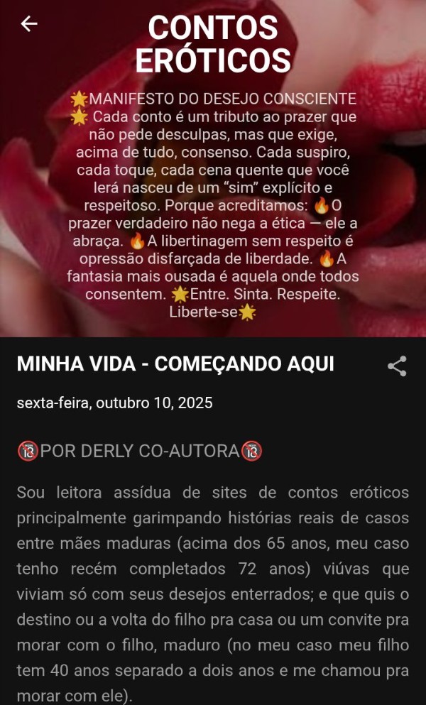 Foto 1 do Conto erotico: MINHA VIDA - COMEÇANDO AQUI