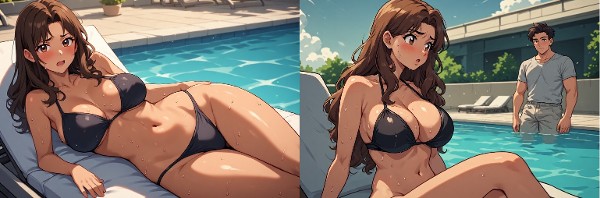 Foto 1 do Conto erotico: Vanessa Chupa rola: Ela estava louca para chupar mais um cacete e chamou o tio da piscina para isso.