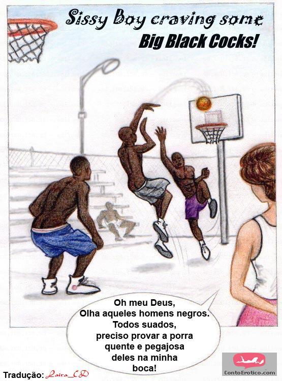 Quadrinho Erotico Sissy Boy and Big Black Cocks Imagem 1
