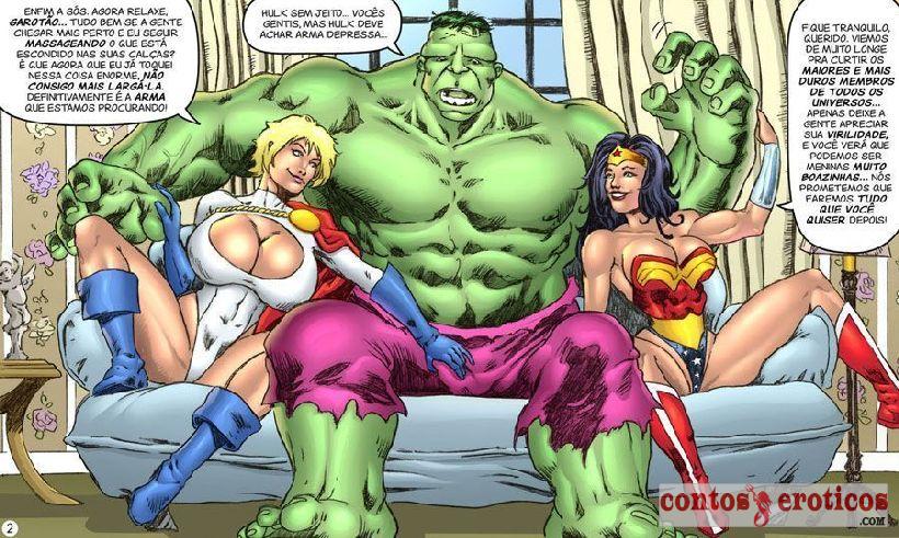Quadrinho Erotico HULK fodendo as 2 Heroínas SAFADAS, PUTAS e muito GOSTOSAS Imagem 3