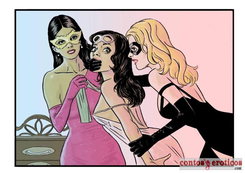 Quadrinho Erotico À mercê de duas mascaradas Imagem 6